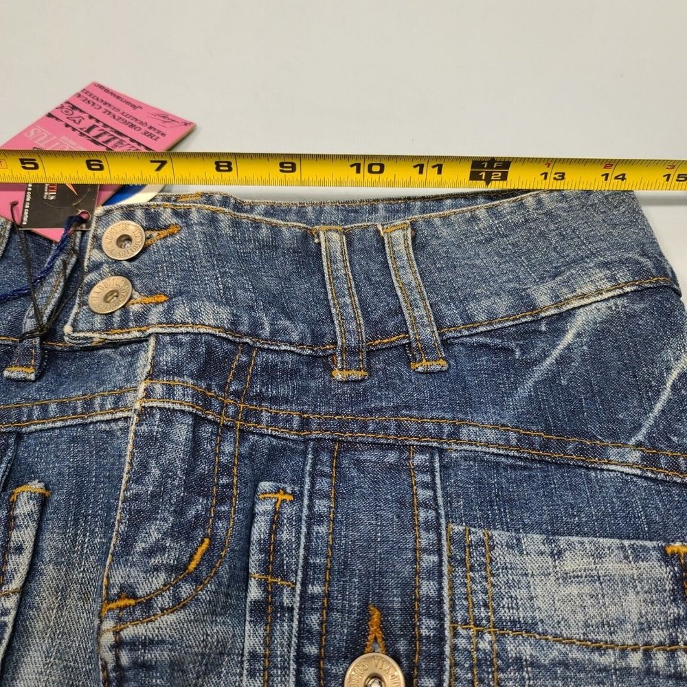 VIA DUTTUS 11.5" Brazilian Denim Blue Jean Skirt Womens Size 0 NWT - Picture 10 of 11